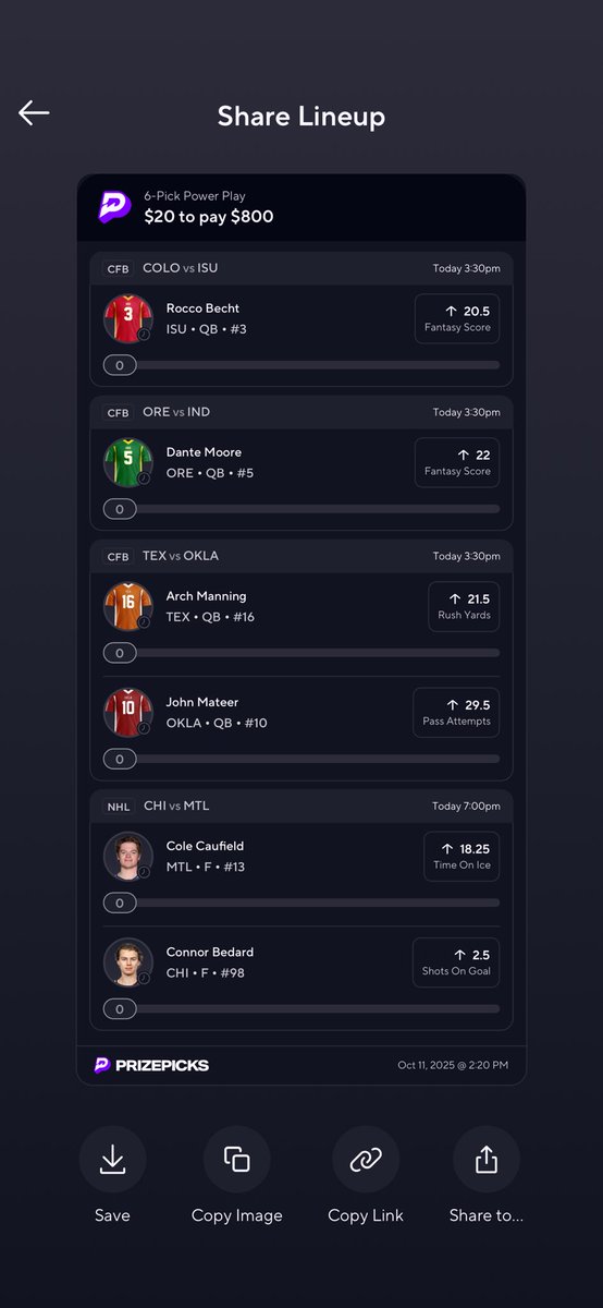 picks2go's tweet photo. Some CFB and NHL mixed
#SportsBettingX #prizepicks #NCAAFootball #nhl #GamblingX https://t.co/bHoLtSzv6L