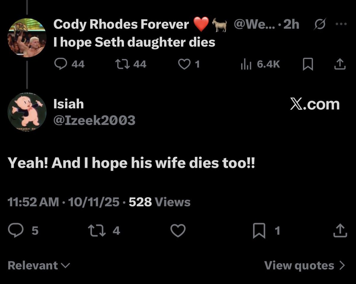 uceyrollinsx's tweet image. you wish death on a 4 year old and a woman who doesn’t even know you, just because your favorite wrestler lost? you think this makes you a fan? NO. It makes you a monster. grow up, rethink your life, and stop pretending hate is loyalty