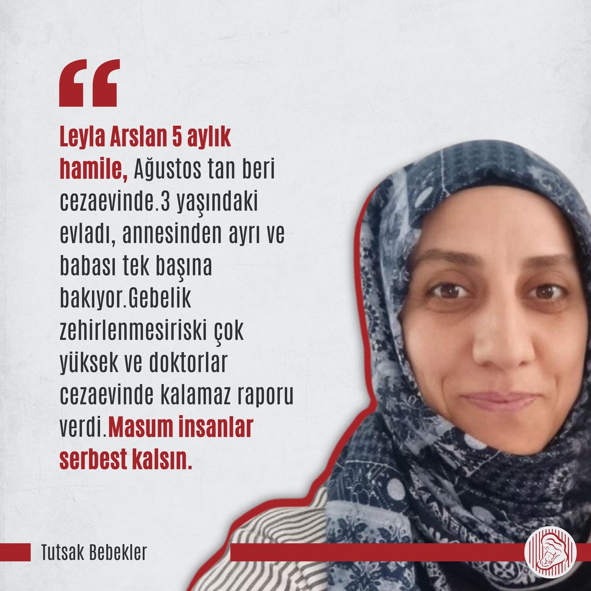 5 aylık hamile Leyla Arslan, yüksek tansiyon ve gebelik zehirlenmesi riskiyle Edirne Cezaevi’nde tutuluyor. Uzman raporları, cezaevi koşullarında yaşaması anne ve bebek için ölümcül risk taşır diyor. Sessiz kalma, duyur!
5AylıkHamile HapisteİşiNe
<a href="/saglikbakanligi/">T.C. Sağlık Bakanlığı</a>
<a href="/ADLITIPKURUMU/">Adli Tıp Kurumu</a>