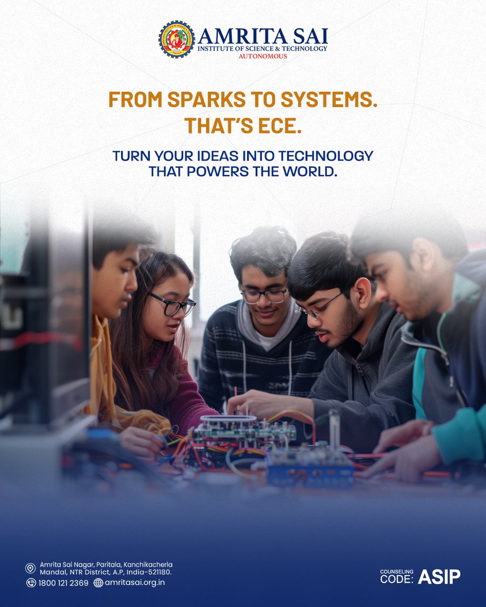 AMRITASAI_'s tweet image. Empowering students to transform concepts into real-world electronic systems design, build, and innovate with ECE at Amrita Sai.

#AmritaSai #ASIP #ECE #EngineeringEducation #RAndD #ProductDevelopment #Prototyping #Industry4_0 #STEMEducation #IndiaTech