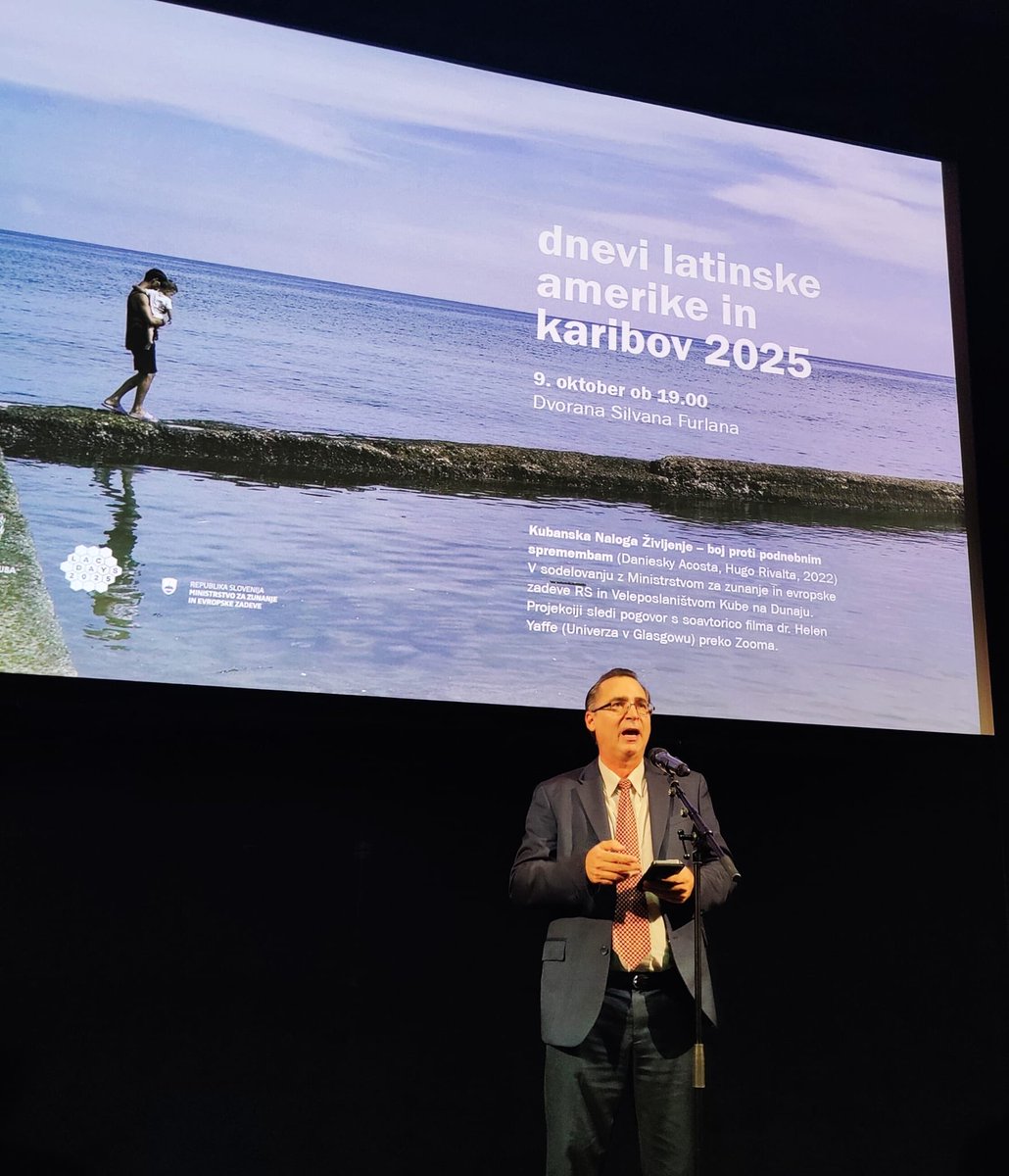MZEZ_RS's tweet photo. At the #LACDays2025, the documentary “#Cuba’s Life Task – Combating #ClimateChange” shed light on 🇨🇺’s efforts to build climate resilience.
Ambassador @paulberticu, who also hosted a reception, underlined the severe impact of climate change on small island state. https://t.co/qDDMpA26jK