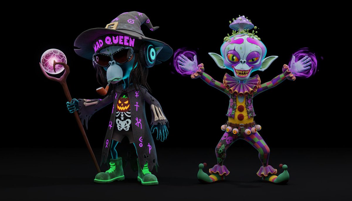 TheMadQueenEth's tweet image. Gm Pumpkins 🎃 

Are we trick or treating this year? 🕸️

Art by @SoonMrWick 👻