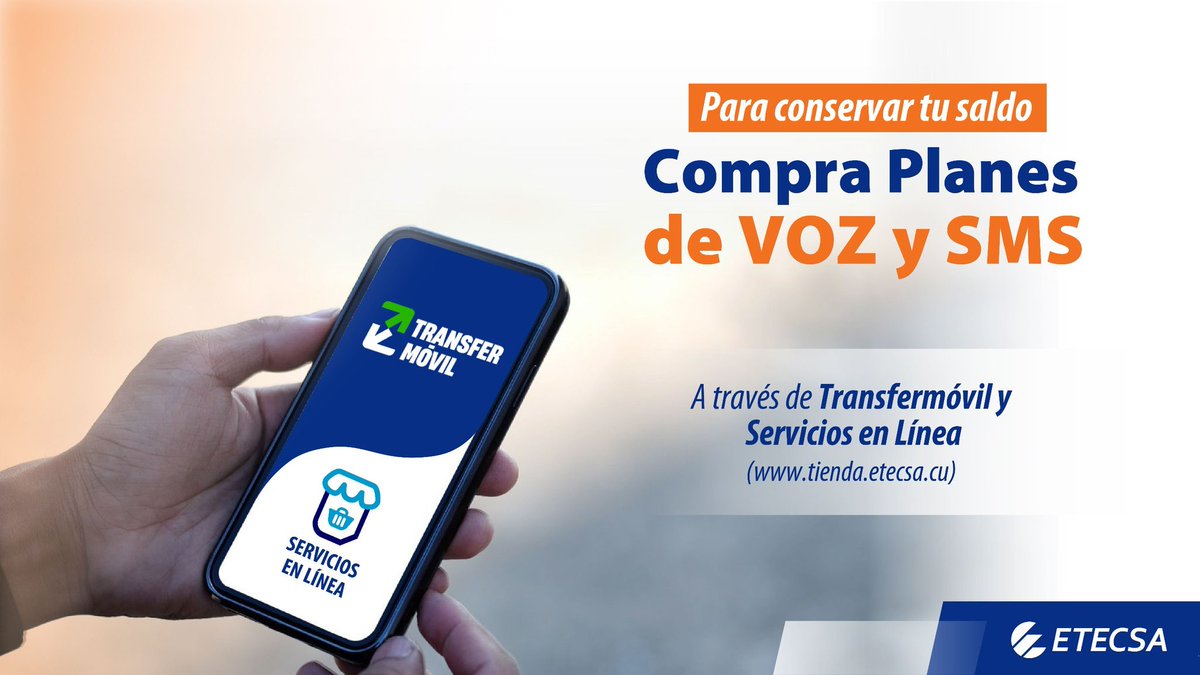 📱 ¡Protege el saldo de tu móvil!  Puedes adquirir planes de VOZ y SMS también en:  💳 Transfermóvil  🌐 Servicios en Línea  🏢 Oficinas Comerciales  ¡Elígelos  por estas vías y conserva tu saldo principal!                            ✅ ¡Mantienen sus precios! 📞✨
