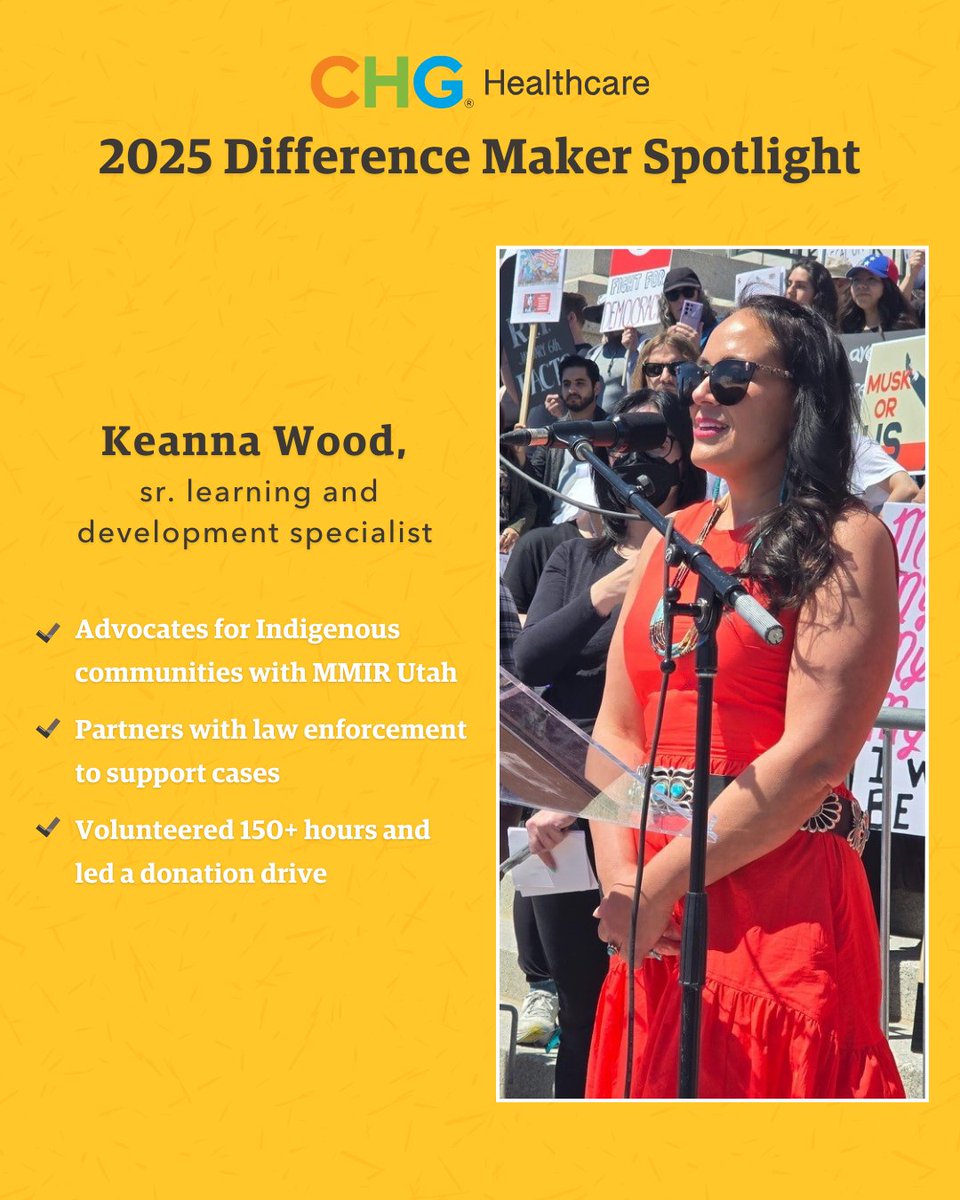 We are excited to honor Keanna Wood as a CHG Difference Maker Award winner—an award that recognizes employees who go above and beyond to positively impact their communities. 👏 Learn more: ow.ly/1P8p50X3NEr 

 #DifferenceMaker #CommunityImpact #MakingADifference