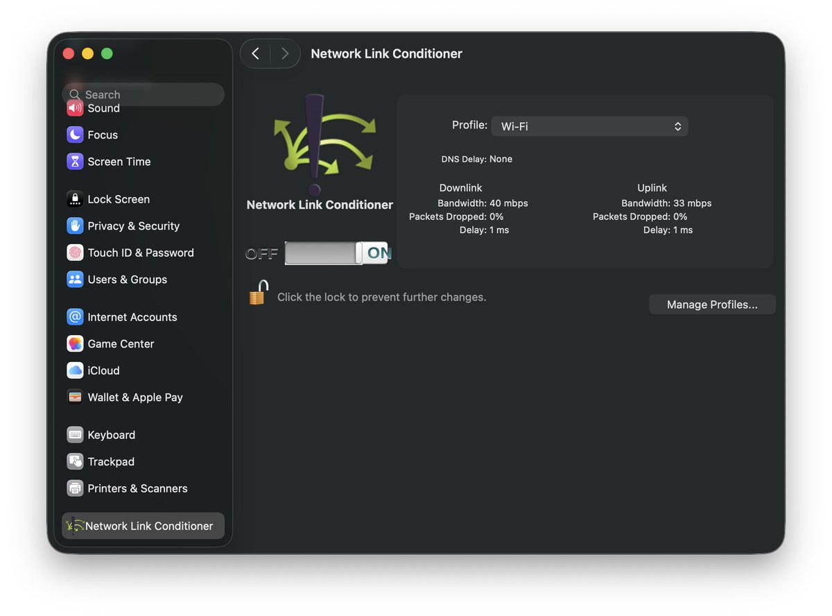 esphynox's tweet photo. Network Link Conditioner is a disguised time machine to the early 2000s https://t.co/RAGXw0FZaJ