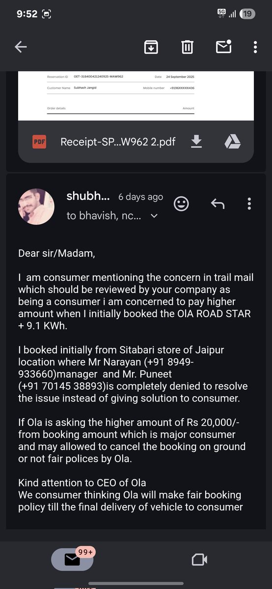 shubhashjangid's tweet photo. @OlaElectric still waiting 4 any satisfactory resolution
@OlaElectric @bhash @nitin_gadkari @MORTHIndia
The store managers at Sitabari jaipur has denied me &amp; no one responds on X DM
Unable to talk to service team
Idk whom do I speak to
Its d response whlie buying then what service will I get https://t.co/eyrGf7ohkb