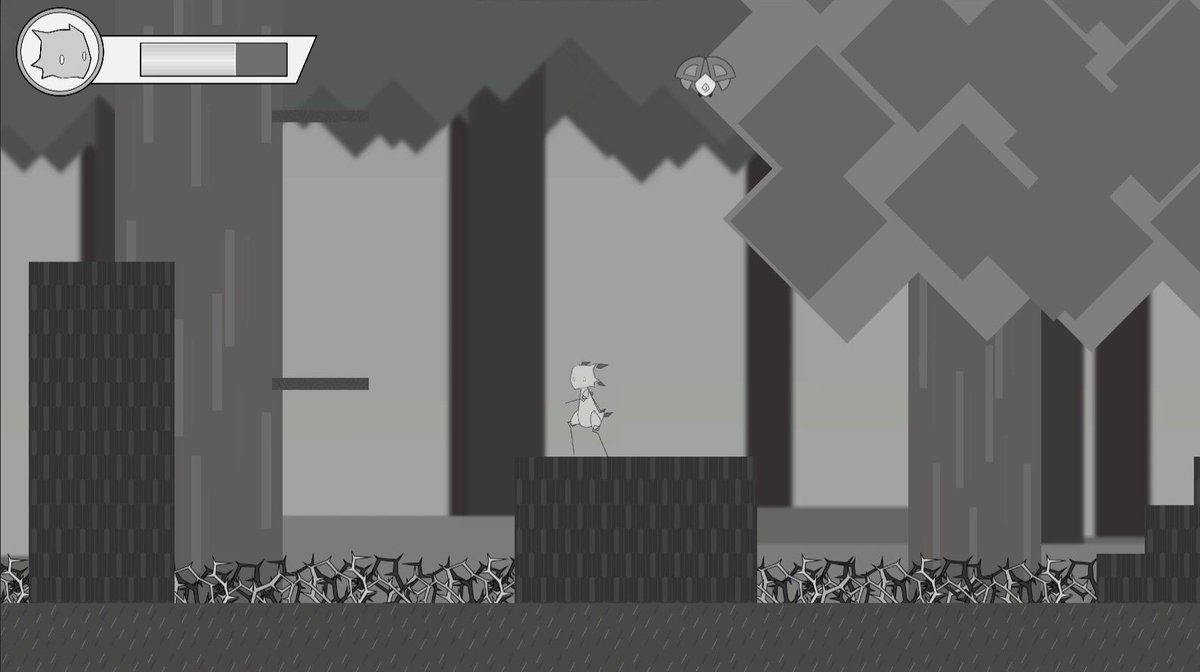 ProjectMono_PR's tweet image. モノクロを基調とした世界を冒険する2Dアクションゲーム『Mono』を制作しています！

強敵との戦闘や探索を通して能力を強化しつつ、物語を進めていくゲームです。

前回から、新たな探索エリアや拠点となる場所でのイベントも制作を進めています！

#スーパーゲ制デー #インディーゲーム #ゲーム制作