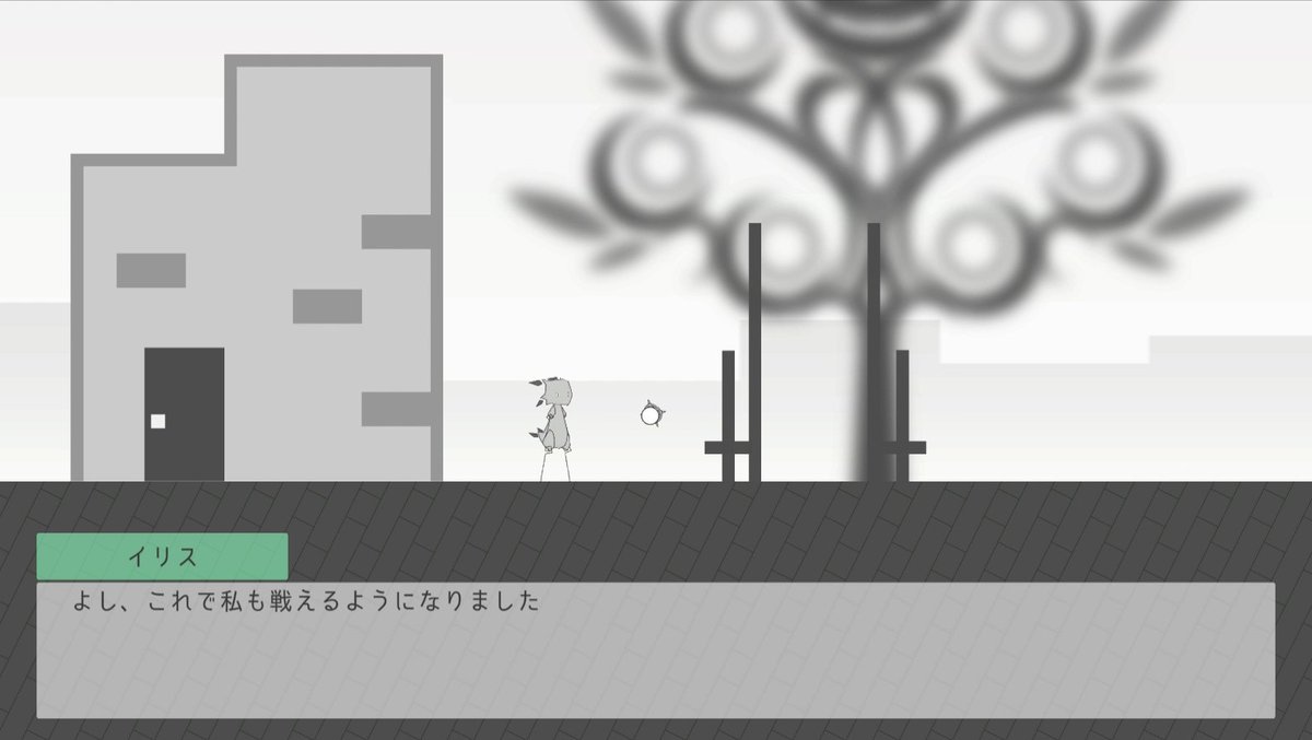 ProjectMono_PR's tweet image. モノクロを基調とした世界を冒険する2Dアクションゲーム『Mono』を制作しています！

強敵との戦闘や探索を通して能力を強化しつつ、物語を進めていくゲームです。

前回から、新たな探索エリアや拠点となる場所でのイベントも制作を進めています！

#スーパーゲ制デー #インディーゲーム #ゲーム制作