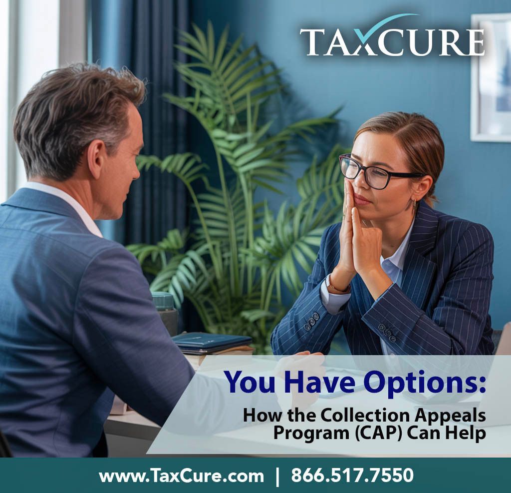 Taxcureco's tweet image. Think you can&apos;t fight IRS collections? Think again! Collection Appeals Program (CAP) and CDP hearings give taxpayers powerful remedies against collection actions. 

Find a Local Tax Relief Professional👇
buff.ly/zPpU33t

#IRSCollections #TaxAppeals #TaxCure