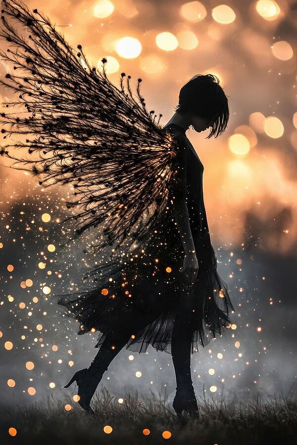Twilight Silhouette of the Winged Dreamer. Wall Art Prints: matthias-hauser.pixels.com/featured/twili… #fairy #angel