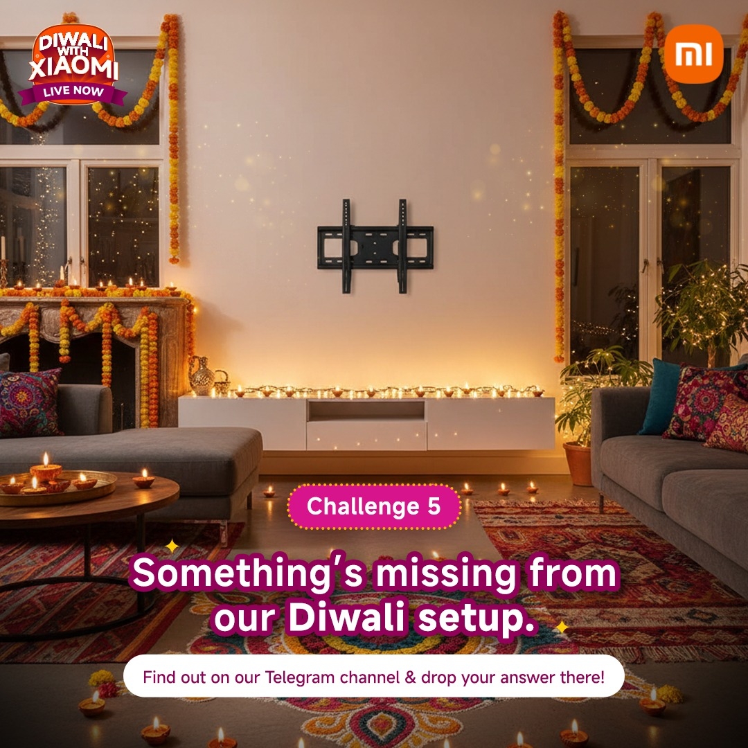 XiaomiIndia's tweet image. We&apos;ve got the diyas, the lights, the festive vibes... but this picture isn&apos;t complete.

What&apos;s missing? For #TheBigDealChallenge 5, find the scoop and submit your answer on Telegram!

Making your #DiwaliWithXiaomi picture-perfect? #ItsABigDeal!

Join here: t.me/XiaomiCircleIn…