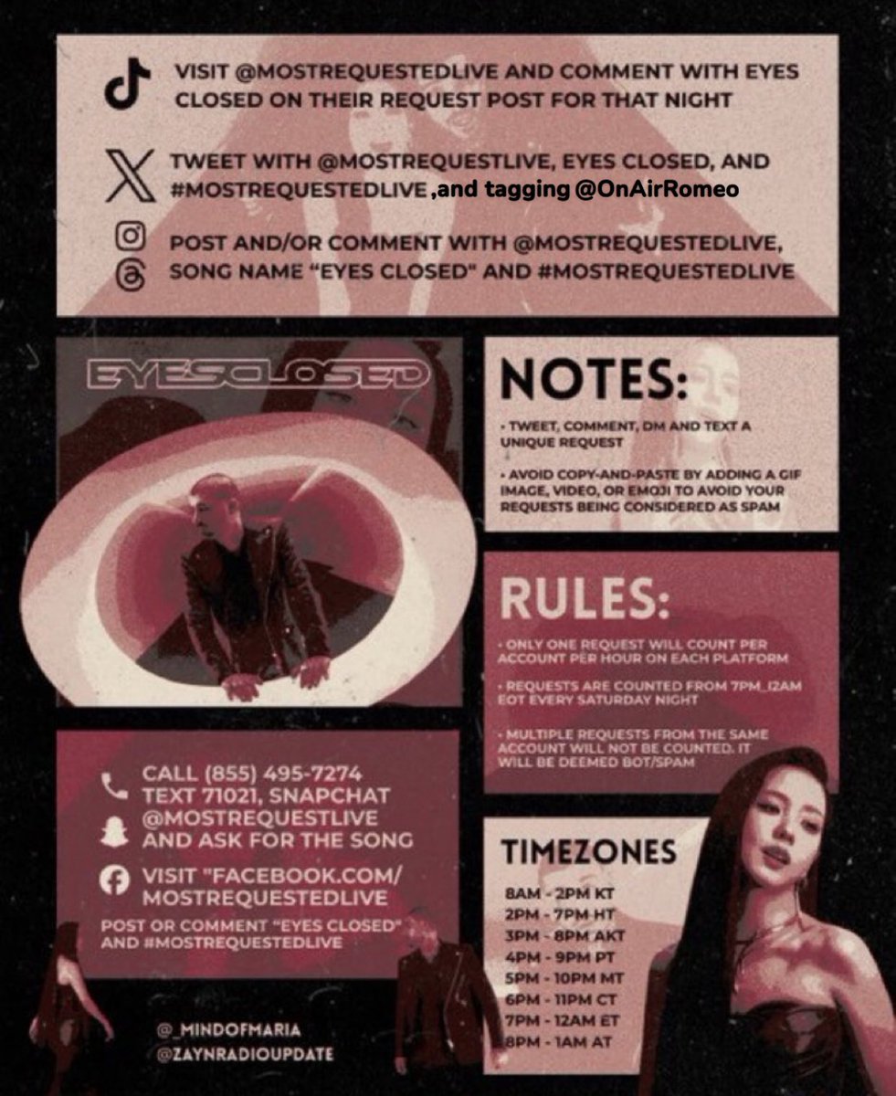 🚨 MOST REQUESTED LIVE - TUTORIAL 🚨 

'Most Requested Live' is a radio show on every Saturday in the US. It is a HUGE opportunity to get more airplay for EYES CLOSED, so everyone needs to participate. Read the guide, spread to others, and be ready on SATURDAY AT 7PM EST!!!