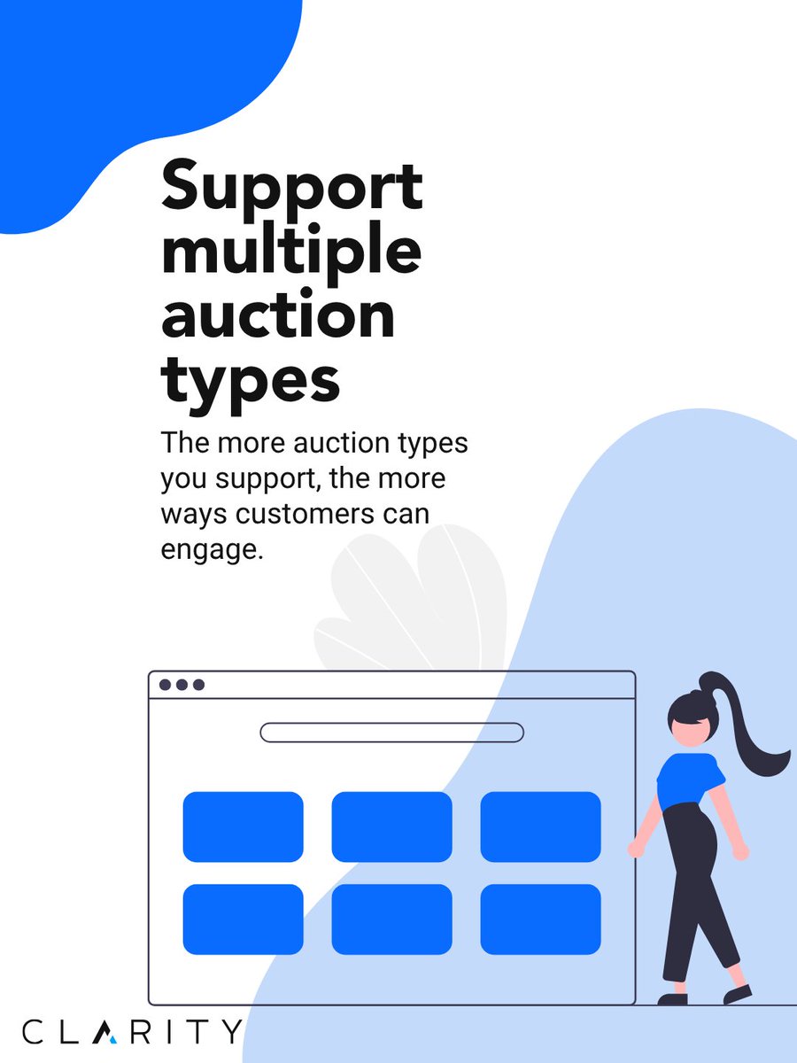 ClarityTeam's tweet image. Launching an auction site?
Here are 3 must-have features to build trust and keep bidders engaged.
More tips in part 2! 👇

#AuctionTips #Ecommerce