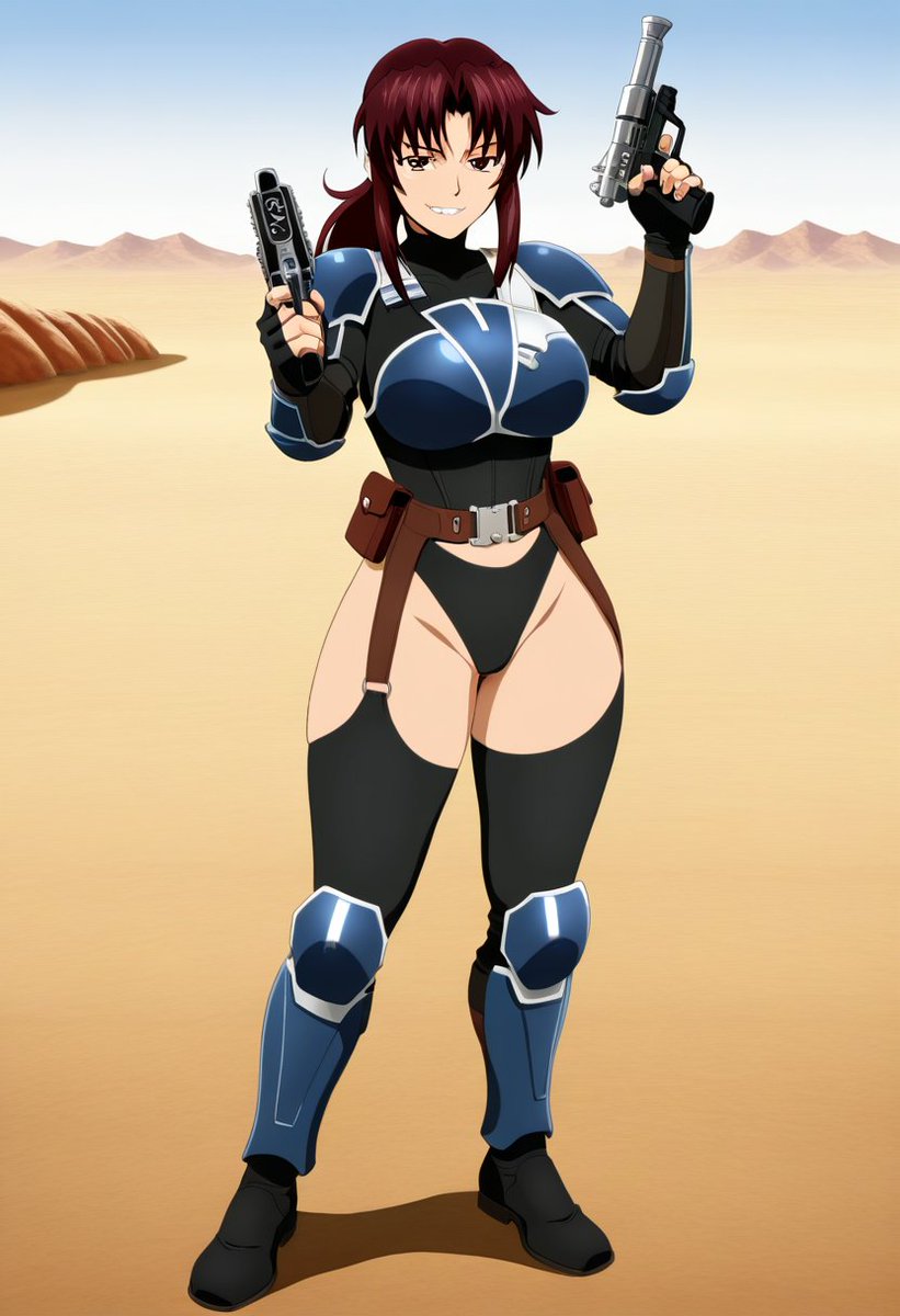 "Don’t get it twisted—helmet on or not, you’d still recognize this attitude anywhere. Two blasters, one temper, and enough spice to start a war. 

This is the way mother fuckers."

#Revy #BlackLagoon #StarWars #Halloween
