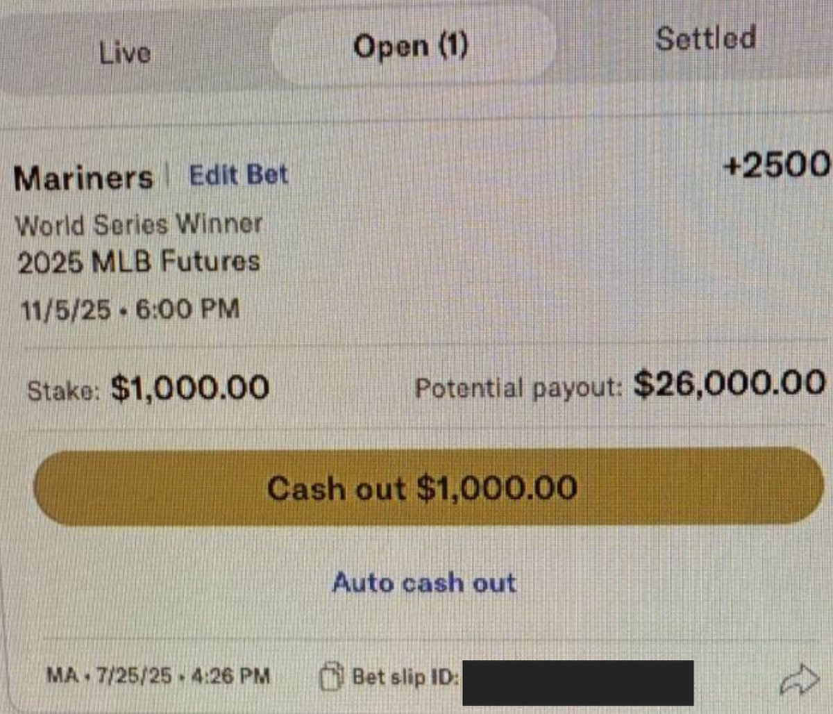 We will CASH for $105,000.00 if <a href="/Mariners/">Seattle Mariners</a> win the 2025 #WorldSeries 

If the Mariners win 2025 WS we will be giving away $2,500 to our followers on X 🤝

To enter:
•Like Tweet
•Follow <a href="/SA247LLC/">Sports Analytics 24/7</a>
•Comment done when those steps complete