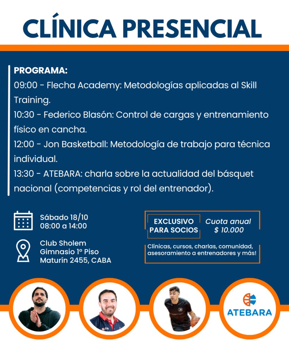 Clínica gratuita. Hacete socia/o en: forms.gle/Mz1VphPzyamWXo…
y realizá el pago de la cuota única anual de $ 10.000.- en: atebara.paypertic.com.ar                             Info a atebarabasquet@gmail.com                           Somos orgullosamente ATEBARA