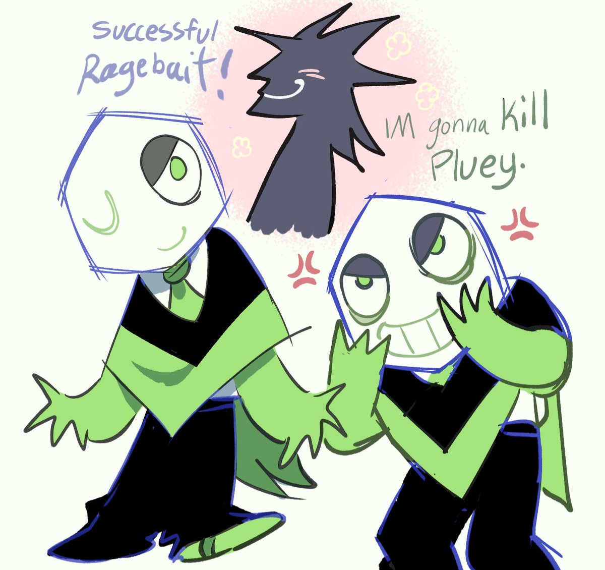 Mena_Mochii's tweet image. Just a couple doodles of green mold #DELTARUNE #battat #pluey