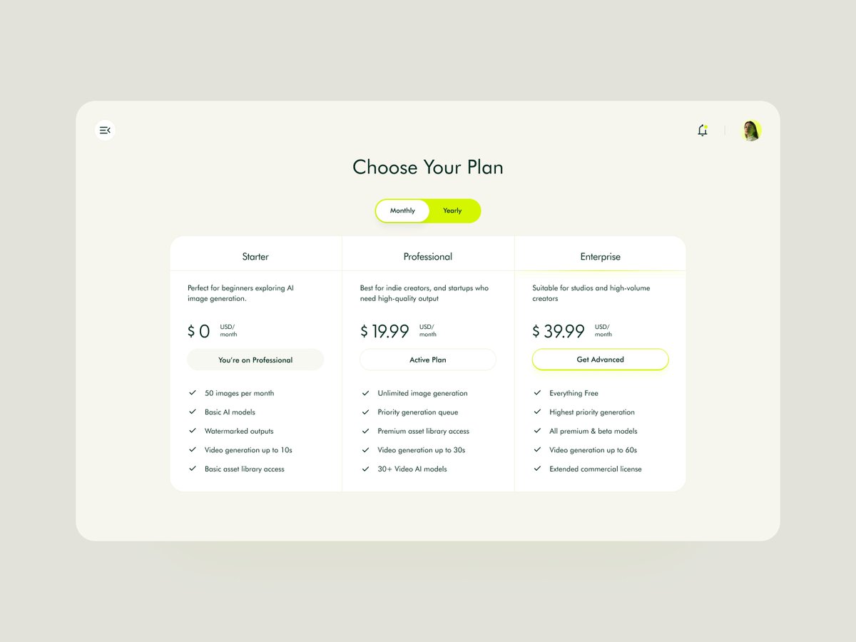 kawsarvy's tweet photo. Choose Your Plan – Subscription UI Exploration 🔥 https://t.co/ru64gG0Odd