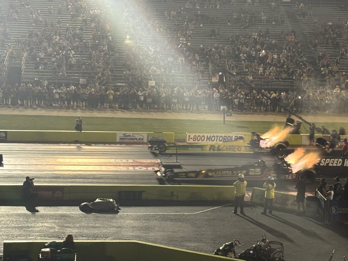 HairsGray's tweet photo. The Stars at Night are Big and Bright, (clap, clap, clap, clap) Deep in the Heart of Texas! My lovely wife chose NHRA Drag Racing as her Birthday gift.  Yeah, I’m Super Lucky!!! https://t.co/h6DjHlFoJA