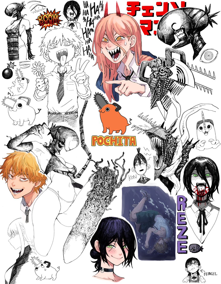 Chainsaw Man doodle pile.

Time to draw some actual Reze drawings now.