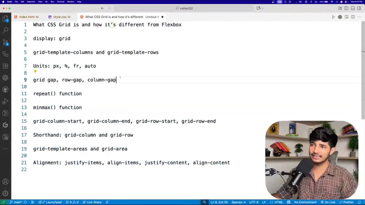 Anuj_Kaushik_'s tweet image. Day 19 - CSS Grid
At @sheryians_  Cohort 2.0, we explored:
• What CSS Grid is &amp;amp; how it differs from Flexbox
• display: grid layout setup
• grid-template-columns &amp;amp; grid-template-rows
• grid-gap, row-gap, column-gap for spacing
and more

Thanks @sarthacksharma 

#CSSGrid