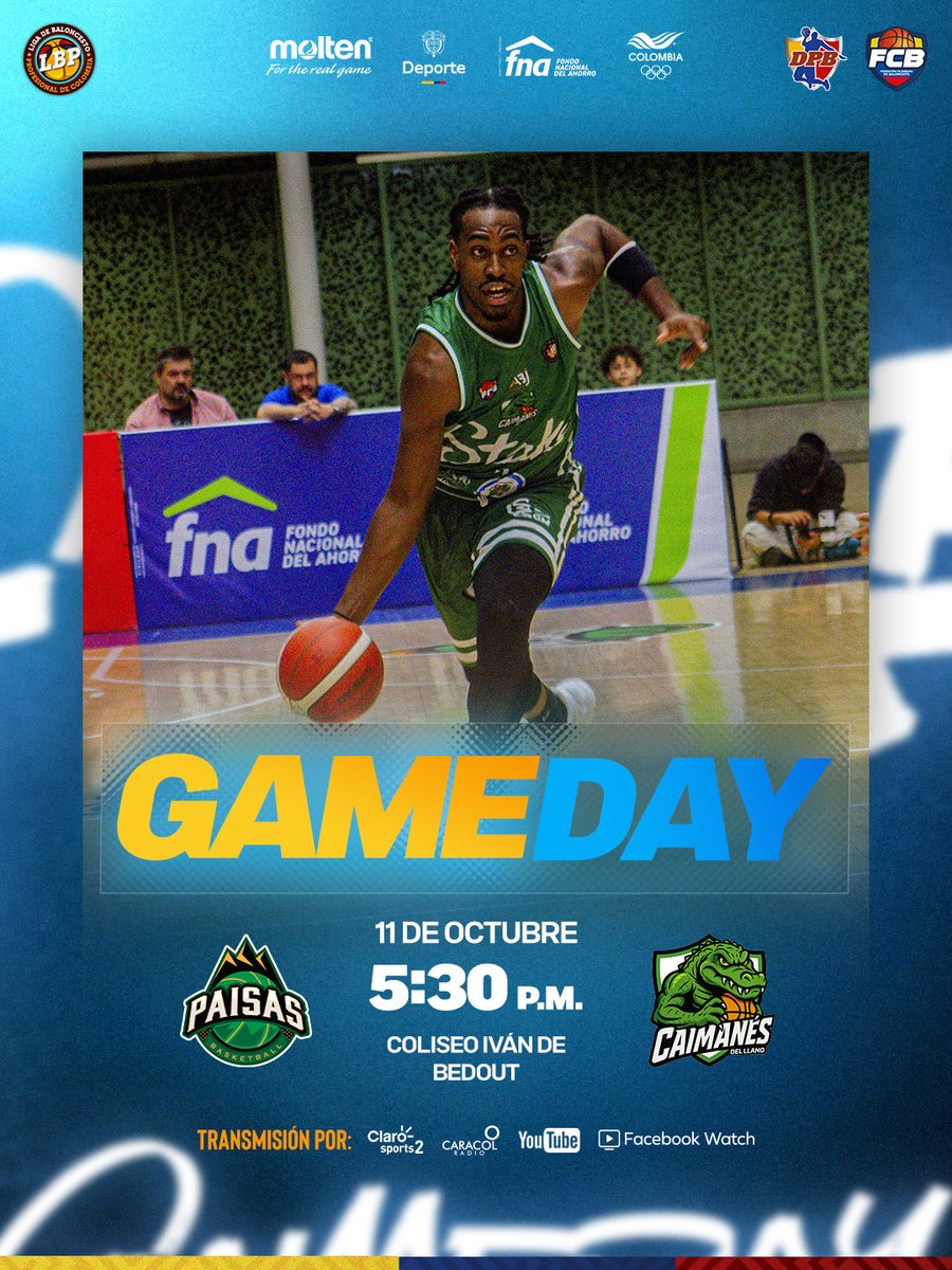 OTRO DÍA EN MEDELLÍN 🏔️

Paisas ⛰️ 🆚 Caimanes 🐊
⏰ 5:30 p.m. 
🏟️ Iván de Bedout, Medellín

#BaloncestoDeColombia🇨🇴