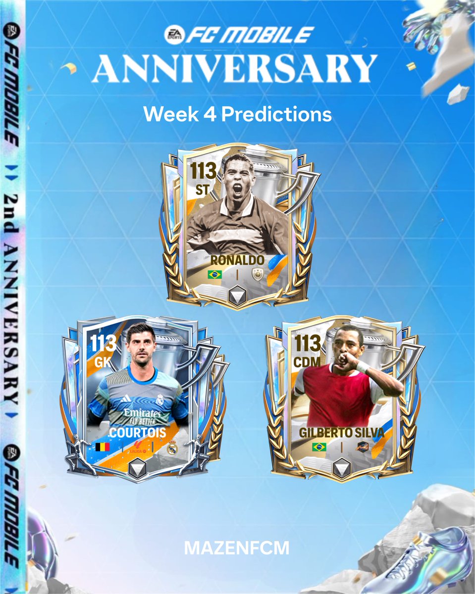 mazenfcm's tweet image. Week 4 Predictions Is Here! 👀✨

Four thrilling weeks. A galaxy of stars has shone bright. Now, the final curtain slowly descends.
The Anniversary event is drawing to a close, leaving memories that sparkle like fireworks. 🎇

#FCMOBILE #anniversary #Prediction
