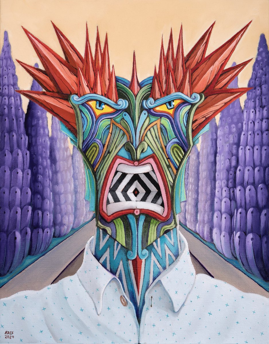 I’ve spent over a year focusing on painting physically and stayed away from X. Made 20+ new pieces along the way.
Now it feels like I’ve disappeared from view.  Social media doesn’t really value growth or depth...
Pic: Angry Old Man , Niazi 2024