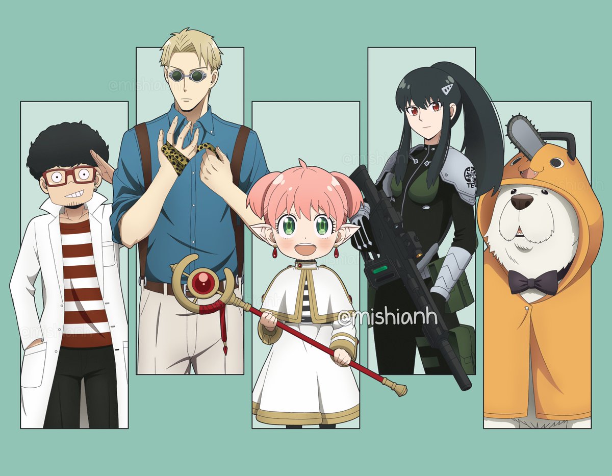 FRIERENcontent's tweet image. The Forger Family Dressing up as Anime Characters for Halloween by mishianh