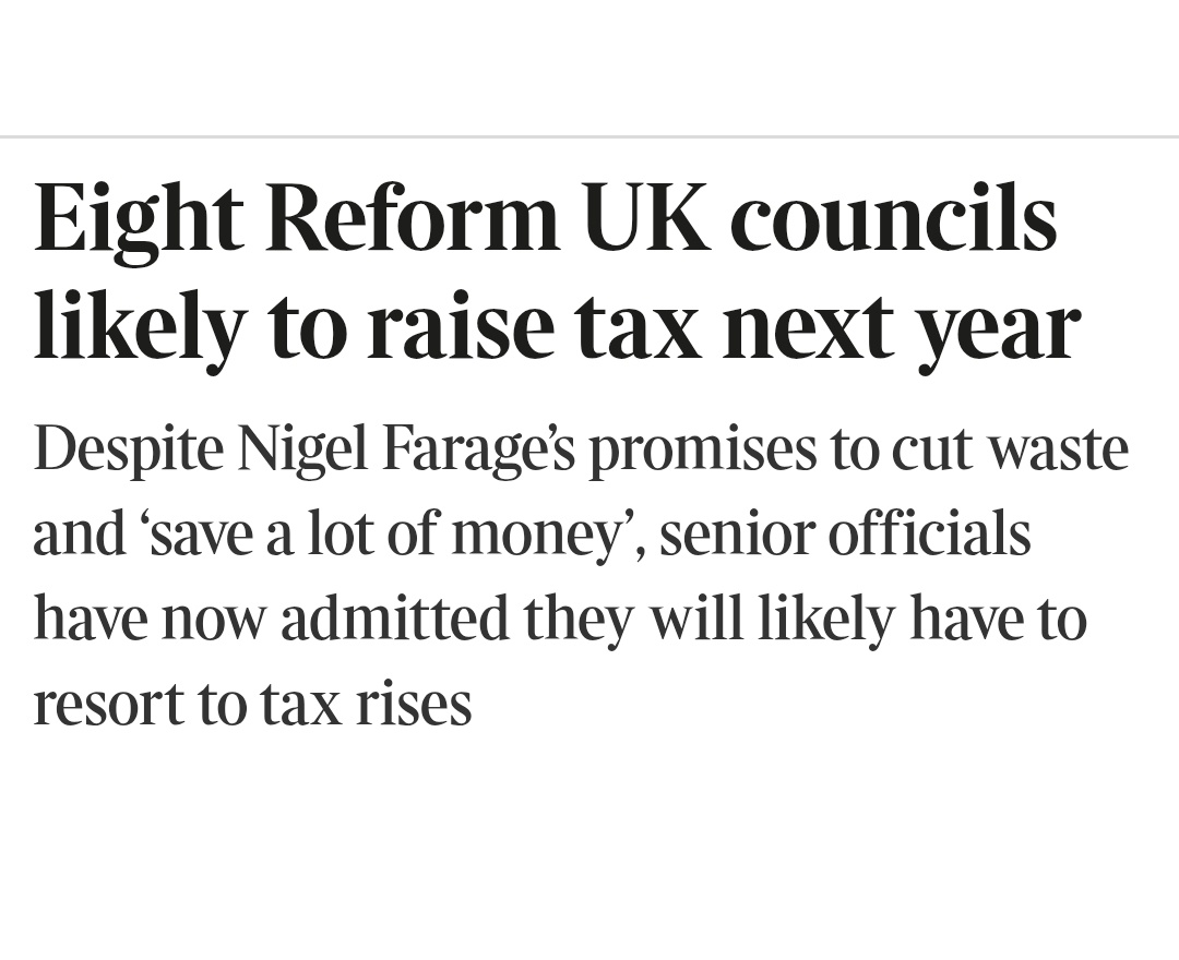 But what about all the waste you told us about? What about all the savings DOGE was going to find? What about your promises to cut council tax?
Don't tell me - you were lying and talking bollocks because you hadn't a fucking clue? Thought so.