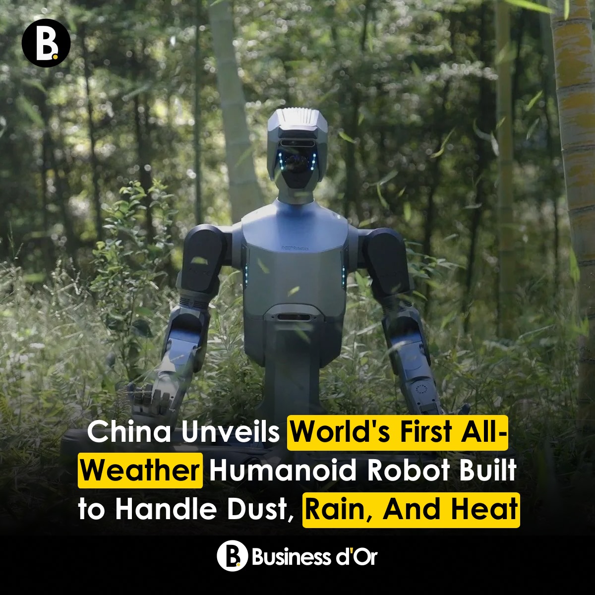 BusinessdOr's tweet image. Chinese tech firm Deep Robotics has introduced the DR02, an all-weather humanoid robot built for industrial use.

The company says DR02 is the world’s first humanoid robot with an IP66 rating, making it resistant to dust and rain.

#DeepRobotics #DR02 #HumanoidRobot #businessdor