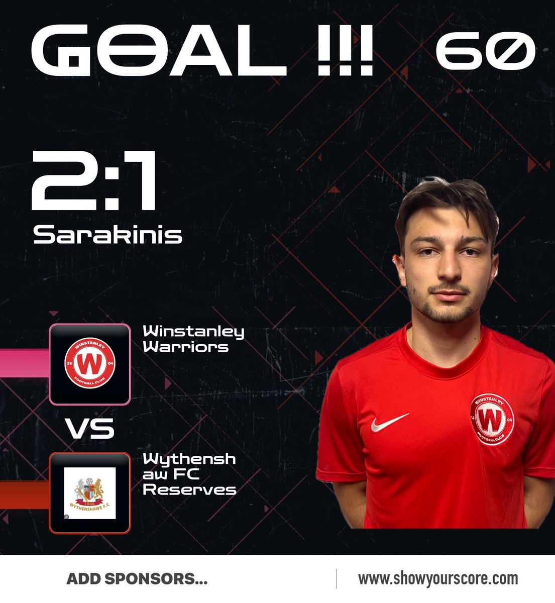 WWJFC's tweet photo. ⏱️ 60 

GGGOOOOOAAALLLL ALEX SARAKINIS

Winny lead for the first time during the match through Sarakinis. 

Winstanley 2 - 1 @WFCReservesTeam https://t.co/zndeb5YeJB