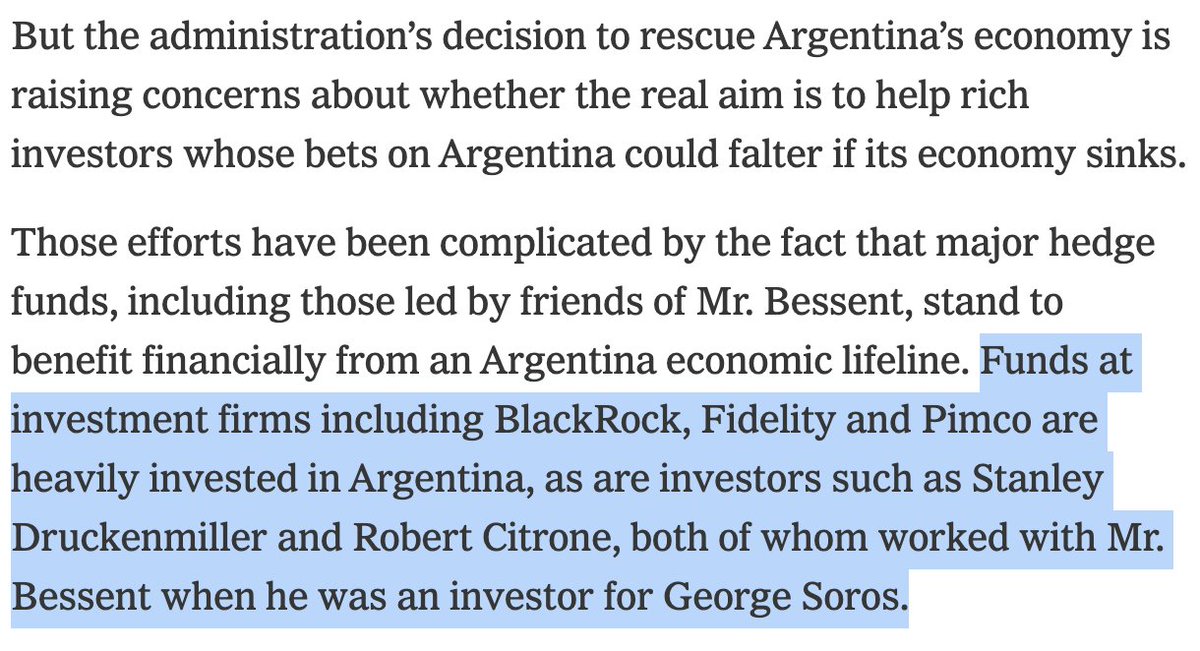 TVietor08's tweet image. Trump is giving Argentina a $20 BILLION bank bailout, but who actually benefits? Hedge funds, big banks and billionaires.