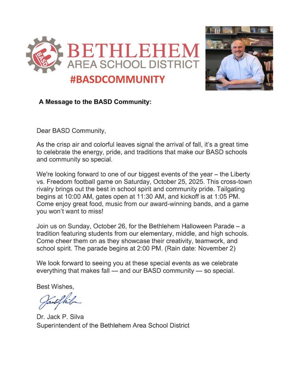 basdjacksilva's tweet image. Happy Fall from the @BethlehemAreaSD. 

🍁🎃🏈🍂