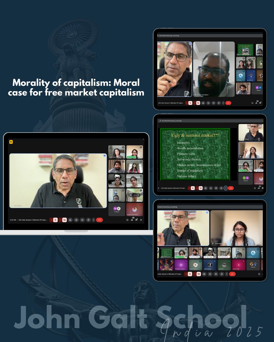Swatantrataorg's tweet photo. Thrilled by Dr. @parthjshah's inspiring session at John Galt School India 2025! As Dean of @ispp_edu, Founder of @ccsindia  &amp; @AtlasNetwork mentor, he unpacked the moral case for free market capitalism. rooted in Ayn Rand's philosophy. 
#MoralityOfCapitalism #AynRand #FreeMarkets https://t.co/MpojGAnuj5