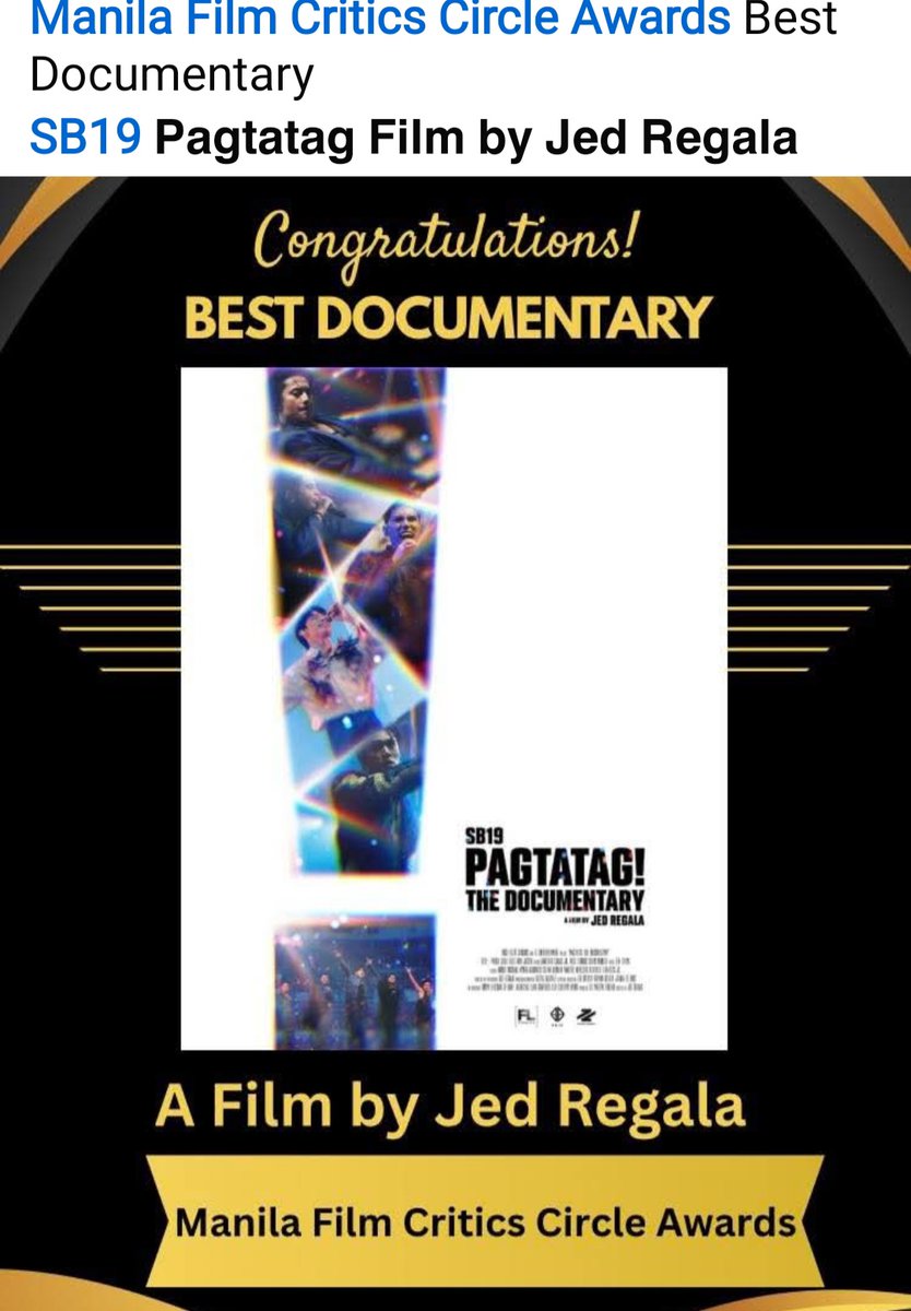 SB19Kalendaryo's tweet image. #PAGTATAG The Documentary wins Best Documentary at the Manila Film Critics Circle Awards 🏆

Congratulations Jed Regala and @SB19Official