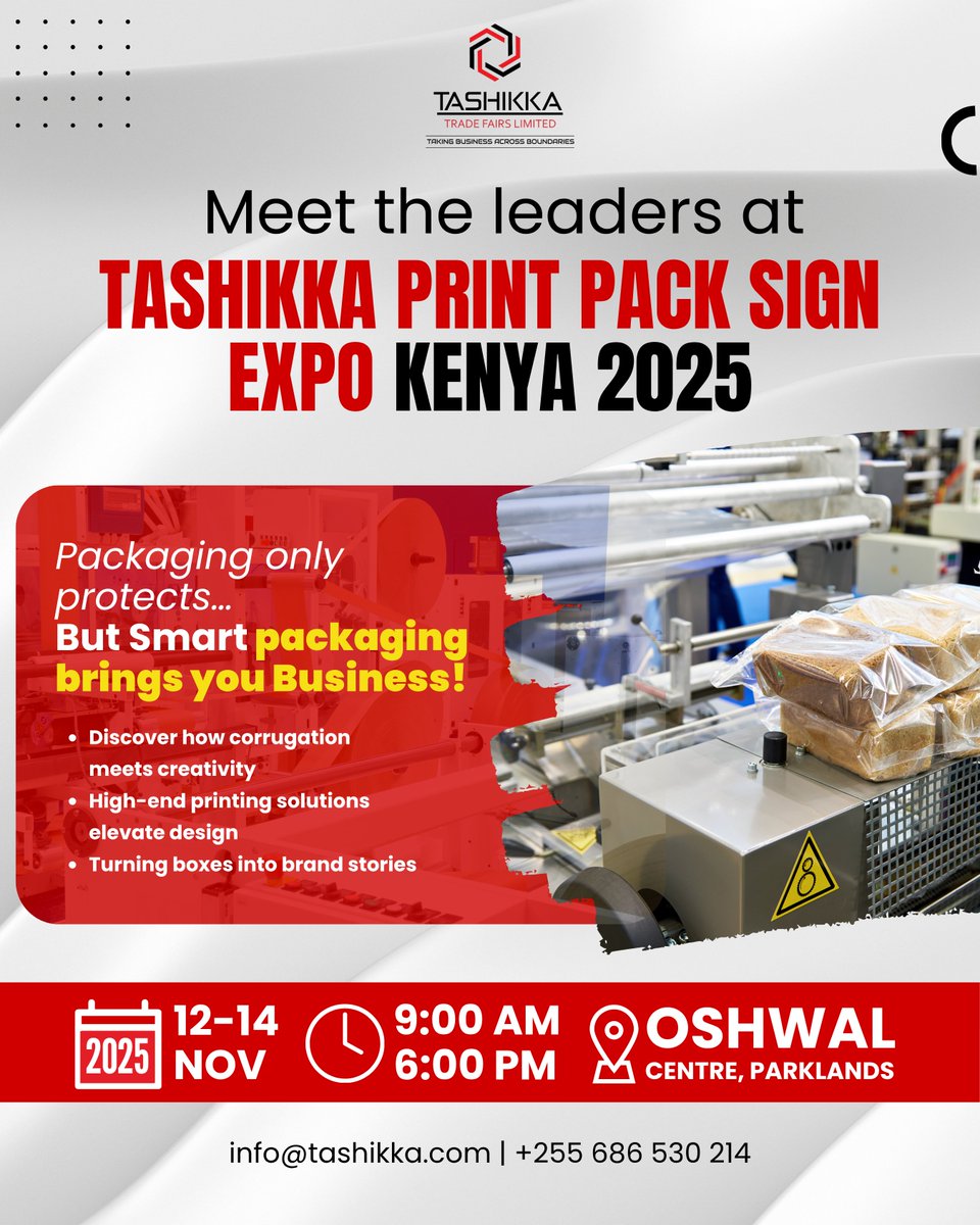 MiraMathew's tweet image. Most packaging protects.
But smart packaging performs. 🙌
Experience the synergy of corrugation + creativity + cutting-edge print.
See it live at Tashikka Print Pack Sign Expo 2025, Nairobi! 👍
#tashikkaexpo #10thprintpacksignexpo #SmartPackaging #corrugation #innovation