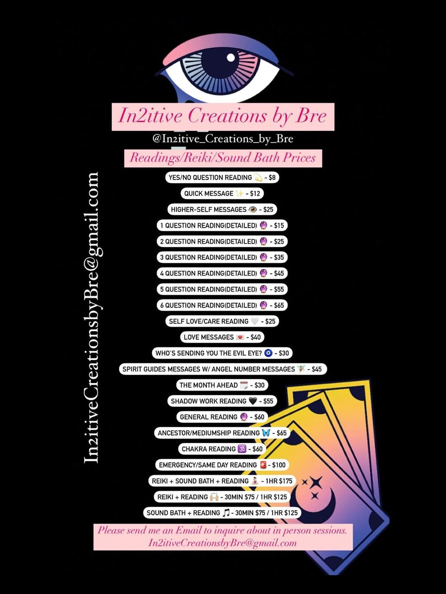 In2itiveBre's tweet image. 🦋Card of the Day🦋

Let your intuition guide you! 👁️ 
Take what resonates ✨ 

✨Come get a glimpse in2 your energy field❕
🔮Book a reading with me, link in bio.

.
.

#zodiacs #tarot #tarotreader #tarotreading #astrology #zodiacsigns  #spirituality #guidance #horoscope…