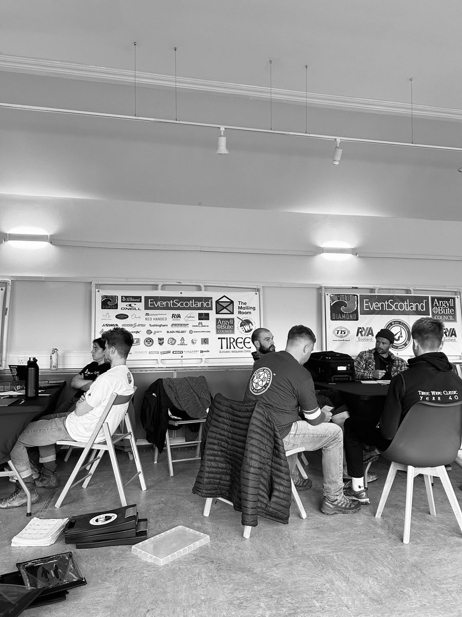 Our pre-event meetings are in full swing, ready for tomorrow as we start the longest running professional wave sailing event. The Tiree Wave Classic begins…