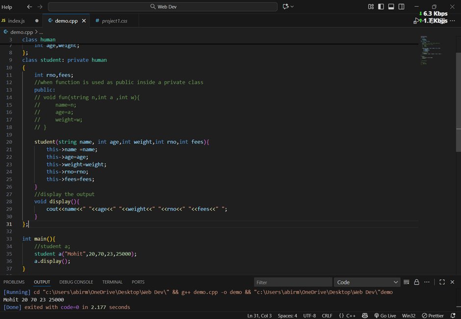 Night_fang_'s tweet image. Day 74 of #DSA &amp;amp; #CPP journey with @rohit_negi9 :
🚀 Today&apos;s topics:
🔹Completed lecture 73
🔹 Inheritance 
🔹 Access Modifiers (Public, Private, Protected) 
🔹 Derived Classes
🔹 Hands-on Code
#180DaysOfCode #DSA #CPP