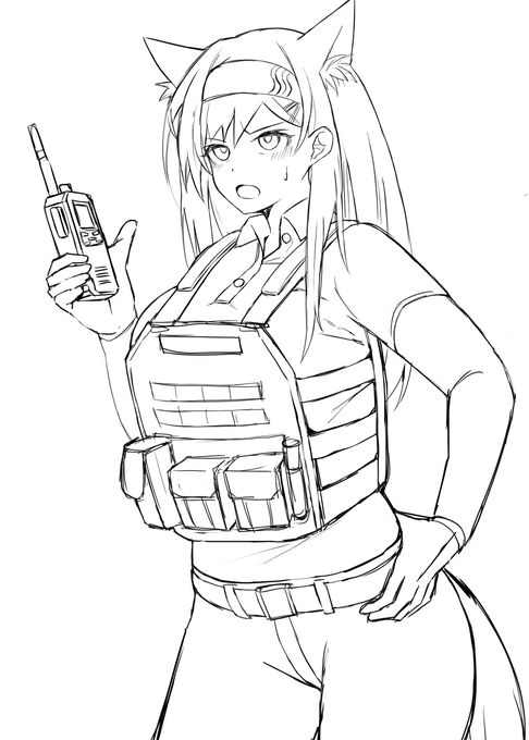 プレキャリホルン隊長です 一回描いてみたかったんすよね、巨乳でギチギチになってるプレートキャリア