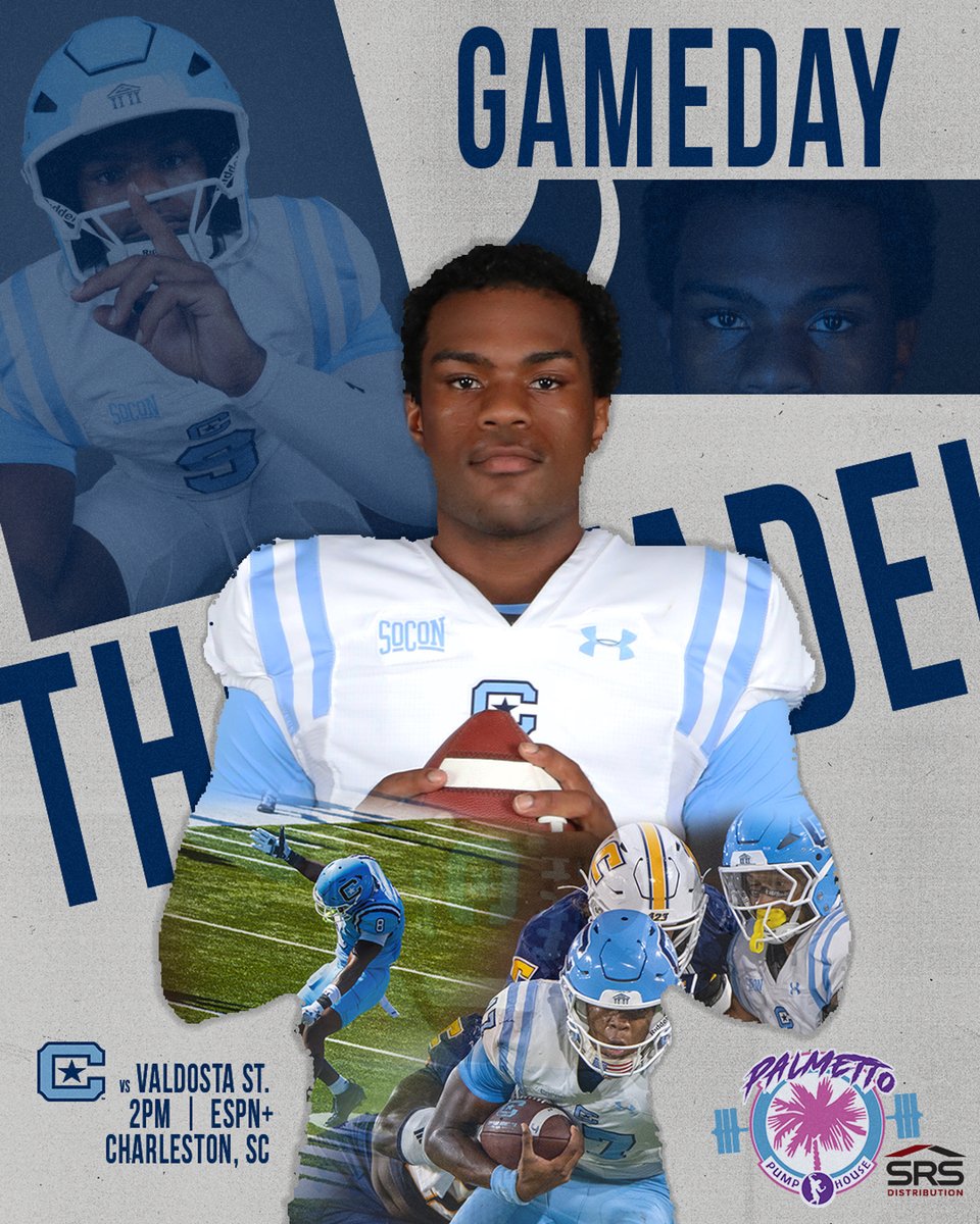 We've got football in the forecast...plus, you know, a deluge of rain 🌧️🏈

Gameday Central ⤵️
🆚: <a href="/VState_Football/">Valdosta State Football</a> 
⏰: 2 pm ET
🏟️: JHS
📌: Charleston, S.C.
💻: ESPN+ / bit.ly/4nLynth
🎙️: 102.1 FM / bit.ly/42zSDp8
📊: bit.ly/48qFFOk

#FireThoseCannons