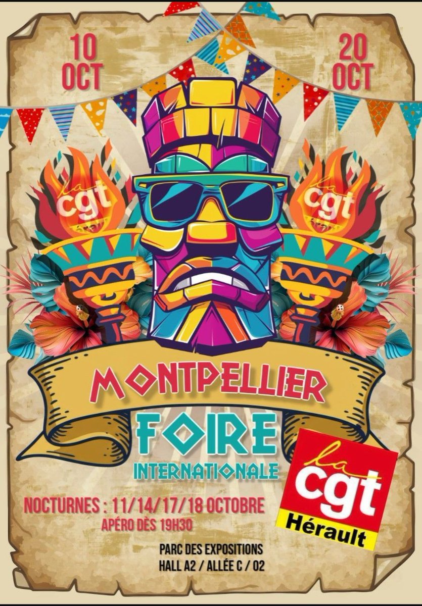 📣 La #CGT34 sera présente à la Foire Expo de Montpellier du 10 au 20 octobre 2025 !
Venez échanger, débattre et découvrir nos actions pour défendre les droits des salarié·es 💪
📍 Parc des Expositions de Montpellier
#FoireExpo #Montpellier #Syndicat #CGT