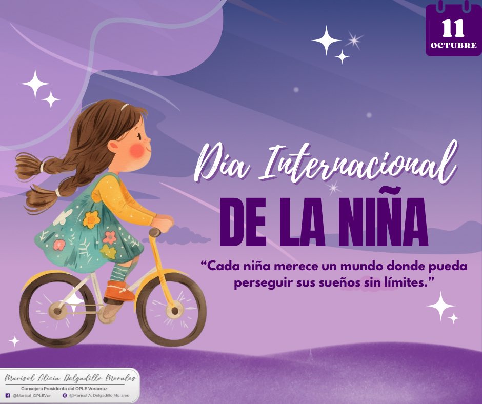 El 11 de octubre conmemoramos el Día Internacional de la Niña👧🏻💜
Una fecha para promover su empoderamiento y garantizar el cumplimiento de sus derechos humanos.
