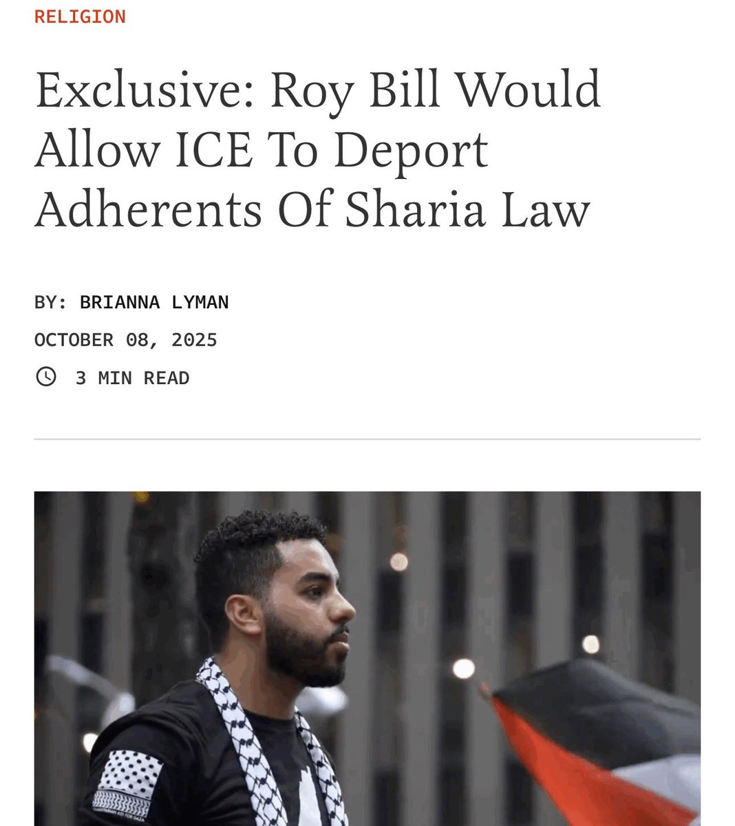 RepChipRoy's tweet image. Done! 

Rep. Roy introduced H.R. 5722, the Preserving A Sharia-Free America Act, this week. 

This bill would prevent foreign nationals who adhere to Sharia Law from entering or staying in the US.

Save Western Civilization. Stop Sharia Law.