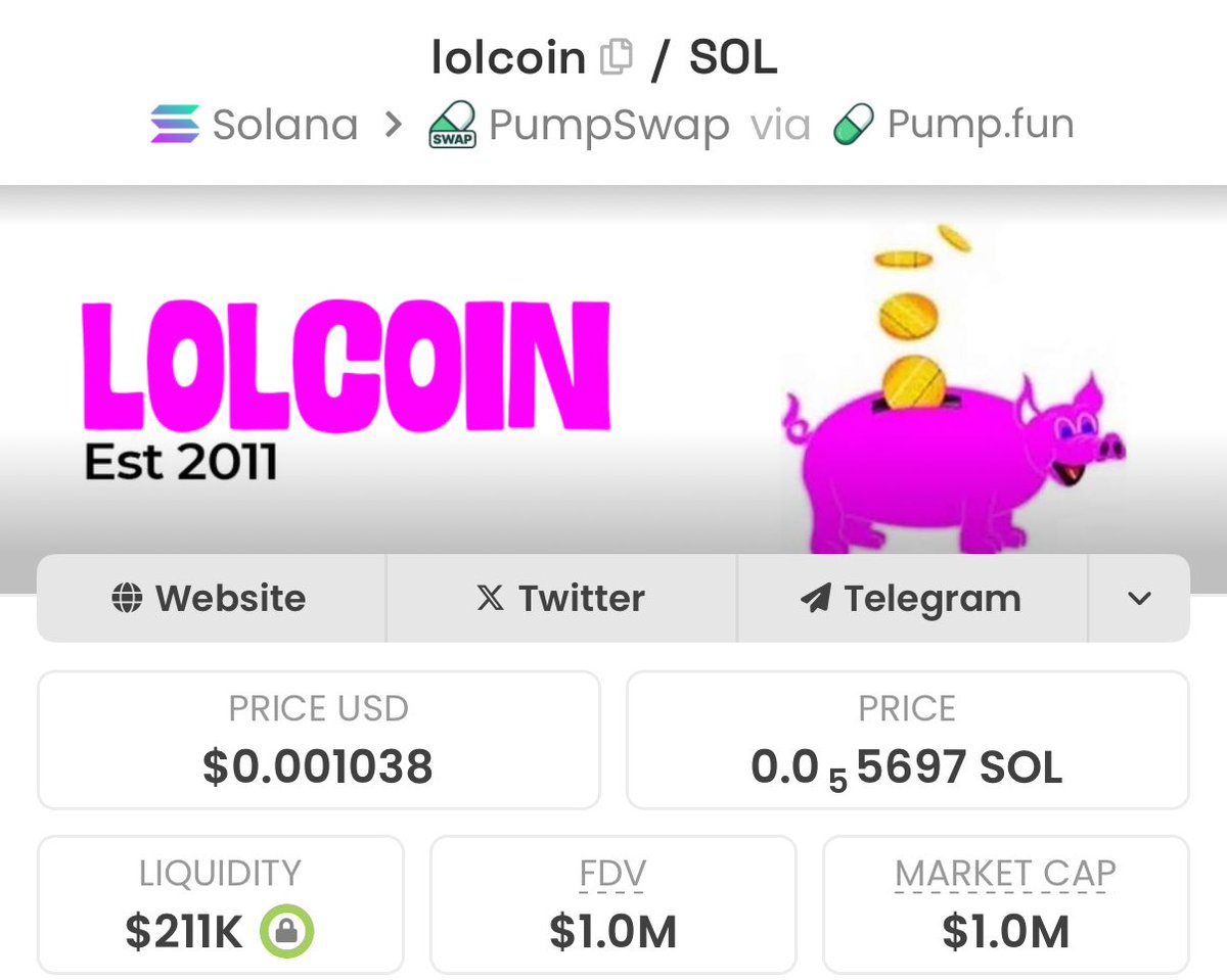 _hanuveer's tweet image. Screenshot this 

one day you’ll laugh remembering when LOLCOIN was trading at just $1M.