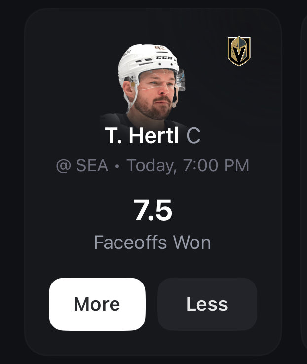 Prizepicks bumped this within 5 minutes of it going up in discord but Betr still has 7.5 and at one point underdog did too at least for Hertl. Great matchup, not a lot of positive faceoff guys in seattle and hertl’s gotten plenty of volume so far

#GamblingX #PrizePicks