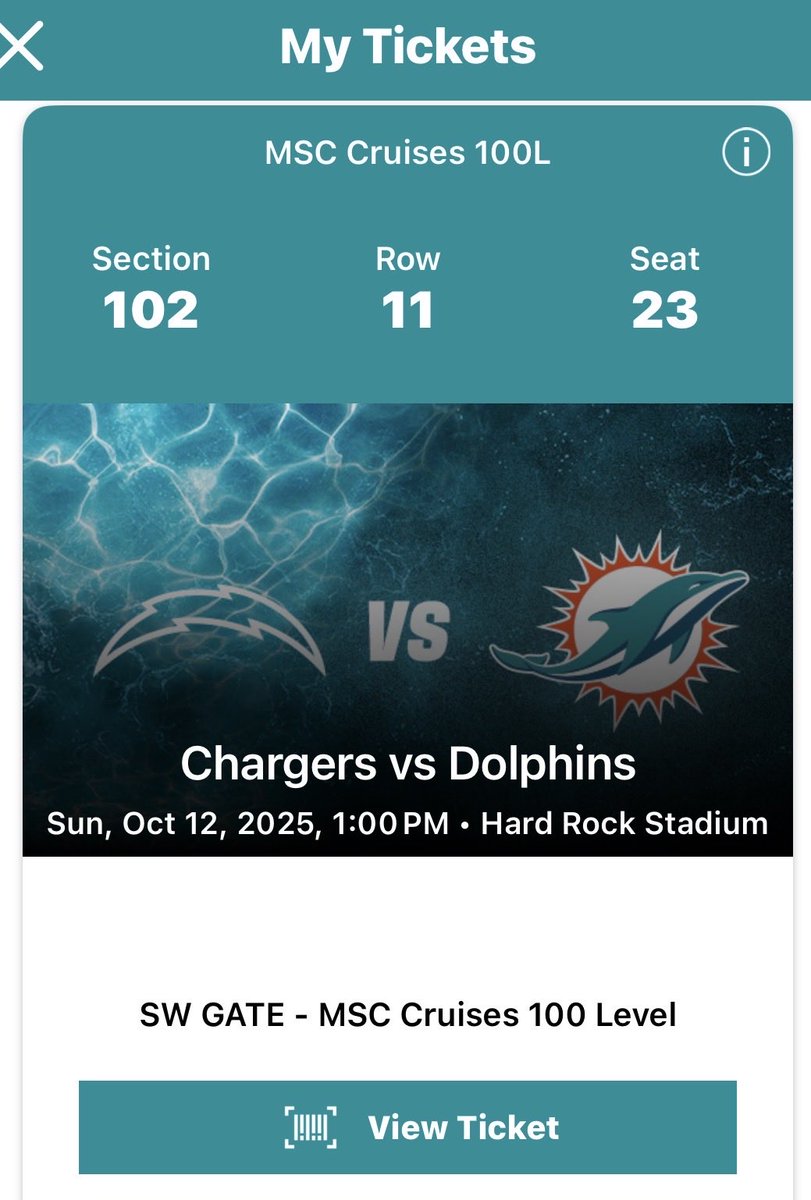 finatic1972's tweet image. Awesome seats available for Chargers vs Dolphins! Asking $250 for all 3 tix 🙌🏽 and every cent will be going to Dolphins Cancer Challenge👏🏽💪🏽 DM me or reply here if interested and please help me spread the word!! #OneTeamOneFight #FinaticsFightingCancer 🐬🆙