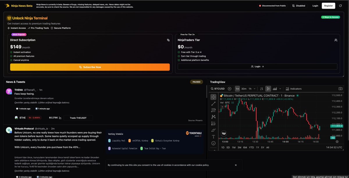 CryptoKemal's tweet image. 1- ninjatraders.io adresine gir hesap aç (google ile giriş yaparsanız 2 snde açılıyor)

2- beta.ninjanews.io adresine gir sağ üstten ninja traders ile giriş yap

3- ekranda solda gördüğünüz direct subscription kutusundan subscribe now bölümüne tıklayın ve indirim…