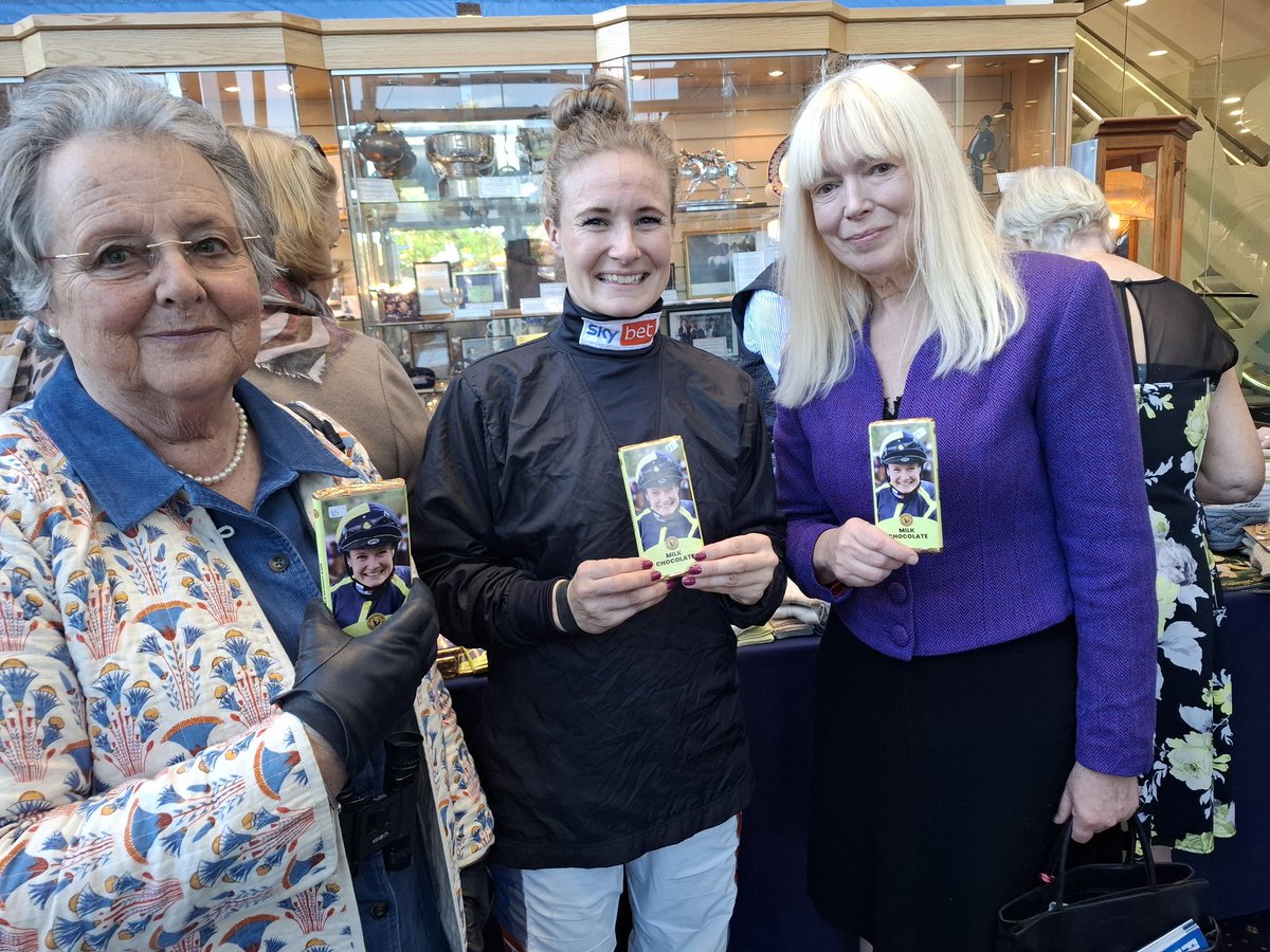 <a href="/jomason90/">Joanna Mason</a> chocolate bars proving popular <a href="/IJF_official/">Injured Jockeys Fund</a> stall at <a href="/yorkracecourse/">York Racecourse</a> today